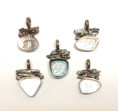 Judy Larson's Combine Druzy With Straw and Water Cast Components - , Wire Jewelry Design, Filing, Finishing, Butane Torch, Soldering, Solder, Design, Apply patina to highlight the embellishments